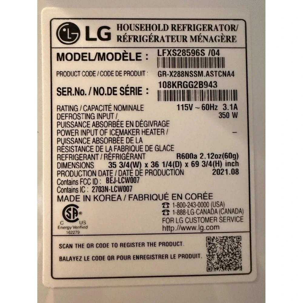 LG Refrigerator Door Bin Shelf Clear Plastic Replacement LFXS28596S /04